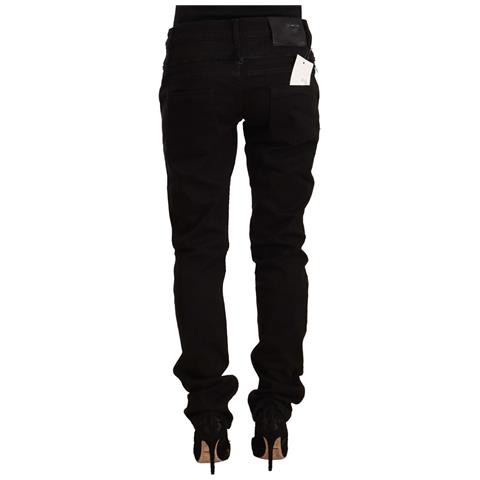 Jeans Skinny In Denim Stretch Di Cotone Nero A Vita Bassa - W26 - Foto 3