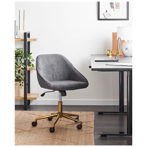 Sedia Da Scrivania Bardsdale Velluto Grigio Scuro - Foto 1