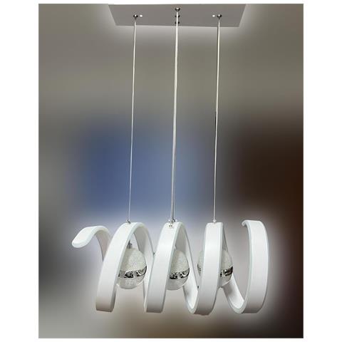 Lampadario A Sospensione Moderno, Design A Spirale, 3 Luci Fradda Led 6400k Con Cristalli, Finitura Bianca, Illuminazione Per Sala Da Pranzo [classe D - Foto 1