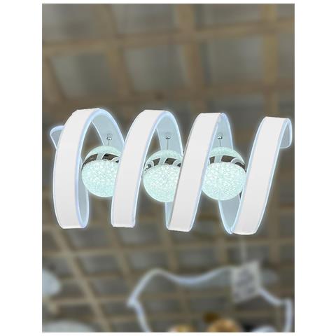 Lampadario A Sospensione Moderno, Design A Spirale, 3 Luci Fradda Led 6400k Con Cristalli, Finitura Bianca, Illuminazione Per Sala Da Pranzo [classe D - Foto 2