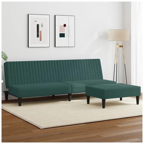 Set Di Divani 2 Pz Verde Scuro In Velluto - Foto 1