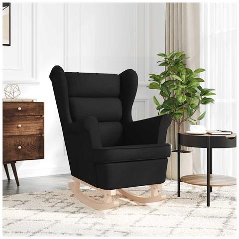 Sedia A Dondolo Nera 74x90x102 Cm In Tessuto - Foto 3