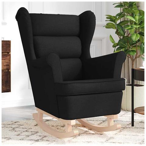 Sedia A Dondolo Nera 74x90x102 Cm In Tessuto - Foto 1