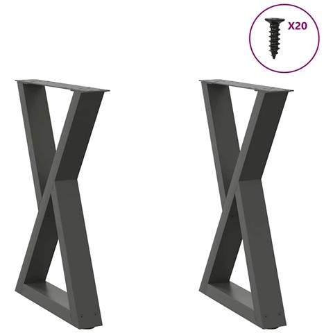 Gambe Per Tavolo Da Pranzo 2pz Antracite 50x(72-73,3)cm Acciaio - Foto 1