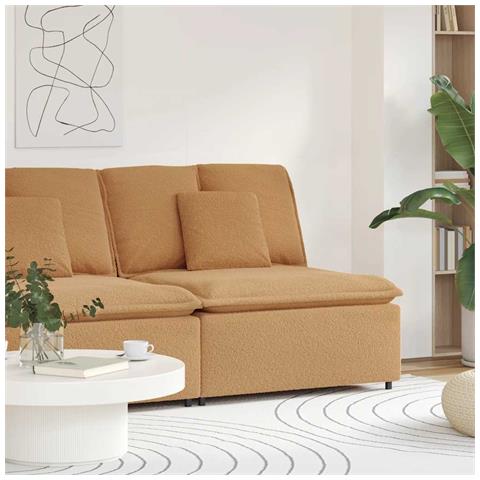 Modulo Centrale Divano Modulare con Cuscini Beige 100 cm - Foto 2