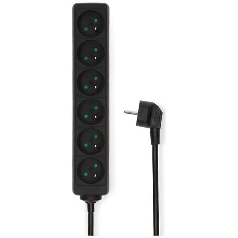 Ciabatta A 6 Vie 3680w 16a Pin Ground 1,5m Tipo E Francia, Nero - Foto 1