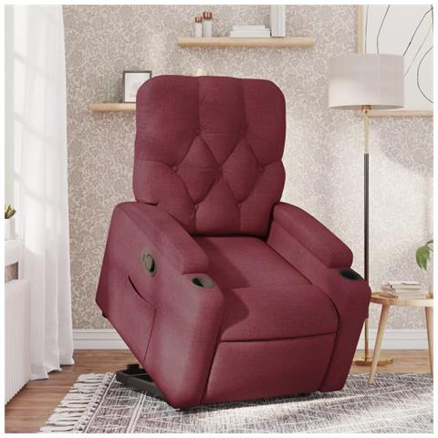 Poltrona Alzapersona Reclinabile Rosso Vino in Tessuto - Foto 2