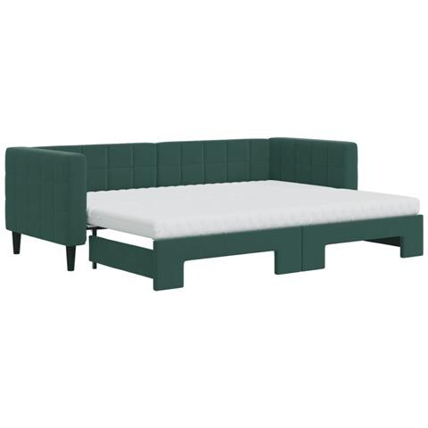 Divano Letto Estraibile Materassi Verde Scuro 80x200 Velluto - Foto 1