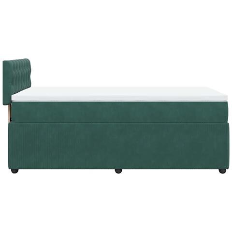 Giroletto a Molle con Materasso Verde Scuro 100x200 cm Velluto - Foto 9