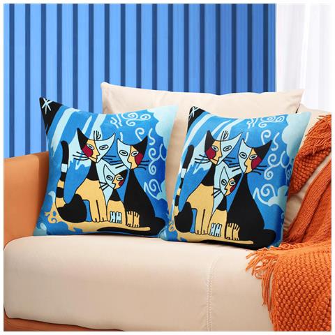 Set Di 2 Copricuscini 45x45 Cm Ricamati Art Siamois - Foto 5