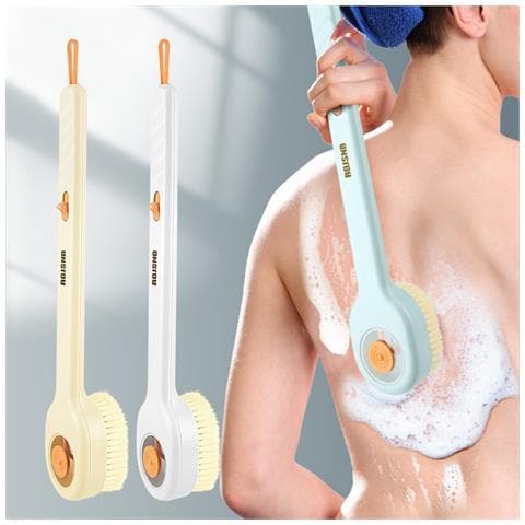 Spazzola Da Bagno Con Manico Lungo E Dispenser Di Sapone Liquido - Setole Morbide Per Esfoliare E Pulire Facilmente La Schiena White - Foto 7