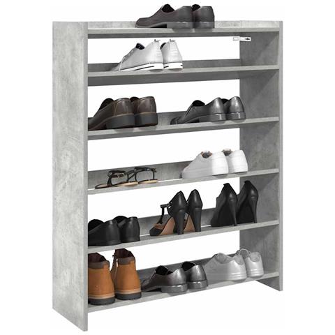 Scarpiera Grigio Cemento 80x25x100 cm in Legno Multistrato - Foto 2