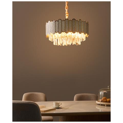 Lampadario Aguarico Vetro Ottone - Foto 1