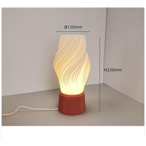 Lampada Da Scrivania Dimmerabile Usb Con Base Stampata In 3d - Luce Ambientale Da Comodino In Stile Nordico - Foto 3