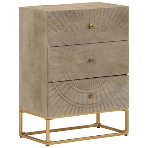 Cassettiera 55x30x76 cm in Legno Massello di Mango e Ferro - Foto 1