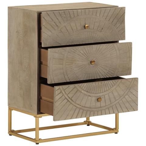 Cassettiera 55x30x76 cm in Legno Massello di Mango e Ferro - Foto 2