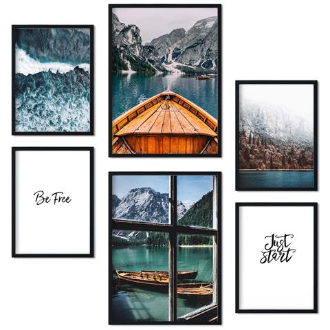 Set Di 6 Stampe Poster Di Winter Lake, Stampe Artistiche Da Parete, Stampe Decorative, Design D'interni Nella Galleria D'arte A3 & A4 Senza Cornice - Foto 1