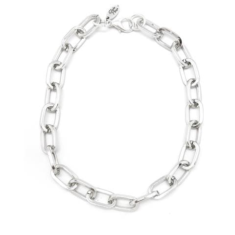 Catena Girocollo Placcata Argento A Maglie Grandi - Foto 1