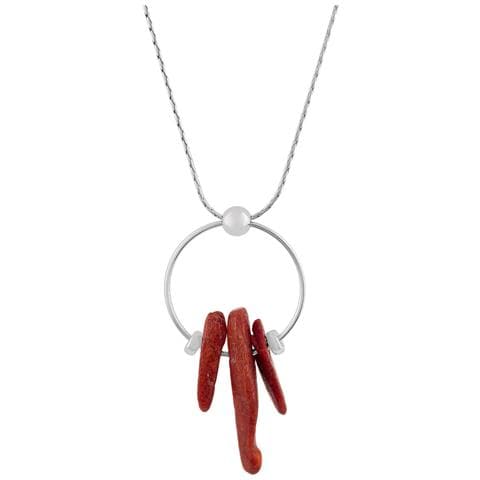 Girocollo In Argento E Corallo, Corallo Rosso Naturale, 40cm - Foto 2