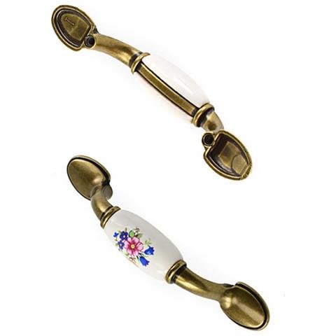 Set Di 2 Maniglie In Ceramica Floreale Retro Europea - Pomelli Per Cassetti In Lega Di Zinco - Foto 1