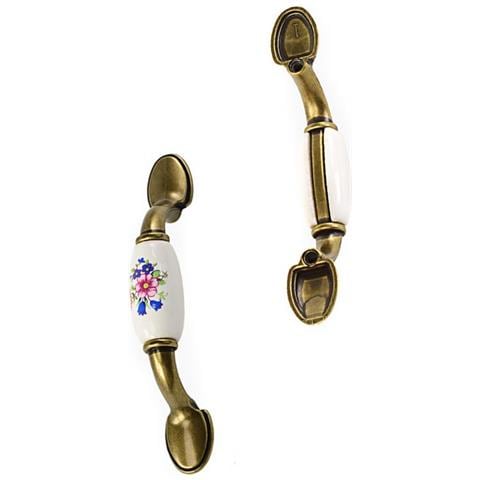 Set Di 2 Maniglie In Ceramica Floreale Retro Europea - Pomelli Per Cassetti In Lega Di Zinco - Foto 2