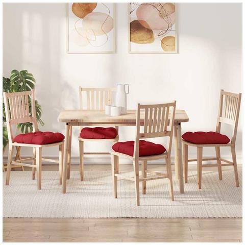 Cuscini per Seduta 4 pcs Rosso 45 x 45 x 12 cm Tessuto - Foto 2