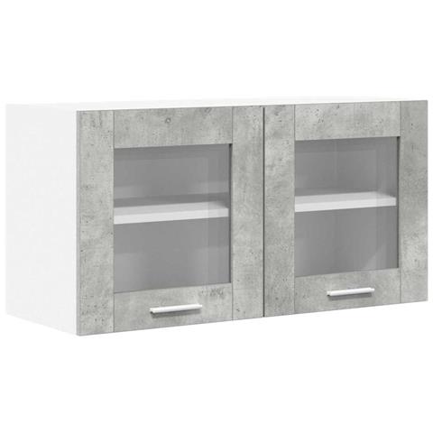 Armadio pensile Riga Grigio Cemento e Bianco 80 x 31 x 40 cm - Foto 1