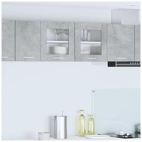 Armadio pensile Riga Grigio Cemento e Bianco 80 x 31 x 40 cm - Foto 2