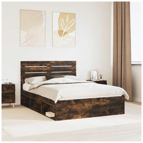Struttura del letto Rovere fumé 150 x 200 cm Pino massello - Foto 2