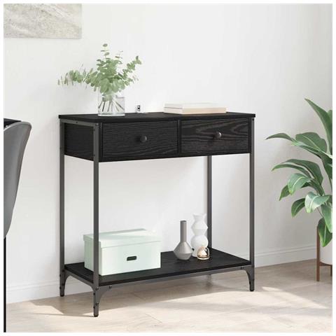 Tavolo consolle Rovere Nero 75 x 34,5 x 75 cm Legno multistrato - Foto 2