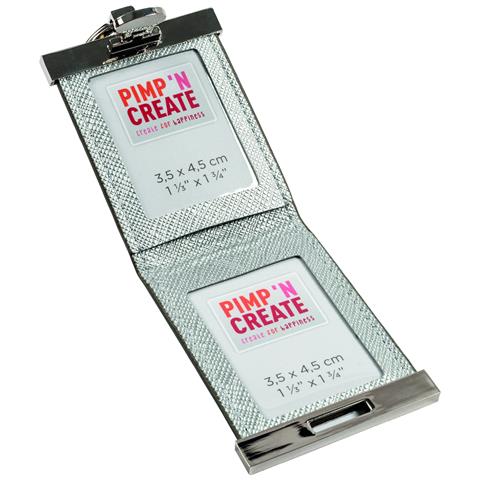 Portachiavi In Metallo Pimp And Create Per 2 Foto, 3,5x4,5 Cm, Argento - Foto 3