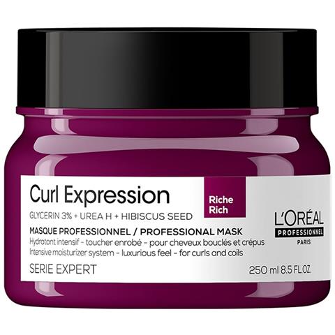 L'oreal Professionnel, Serie Expert Curl Expression Rich, Glicerina 3% + Urea H + Semi Di Ibisco, Maschera Crema Trattamento Capelli, Idratazione Intensa, 250 Ml - Foto 1
