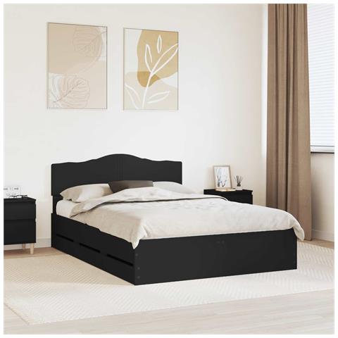 Struttura del letto Nero 140 x 200 cm Legno Ingegnerizzato - Foto 2