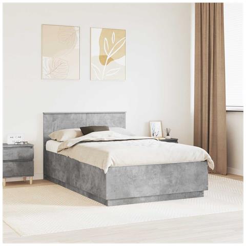 Struttura del letto con testiera Grigio cemento 120 x 190 cm - Foto 2