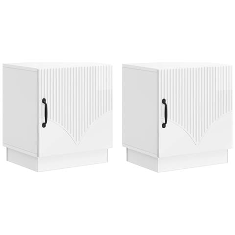 Comodino 2 pcs Bianco Lucido 43 x 34,5 x 47 cm - Foto 1
