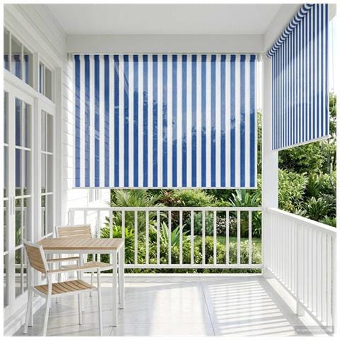 Tenda a Rullo Esterno Blocco UV 90% Strisce Blu e Bianche HDPE - Foto 2