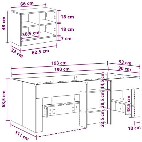 Struttura Letto Loft con Mobile 3 pz Legno antico - Foto 7