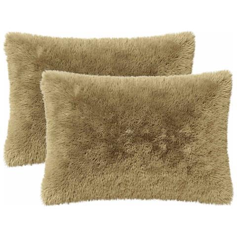 Cuscino con cuscino HEERLEN 2 pz Grigio Chiaro Fleece PV - Foto 1
