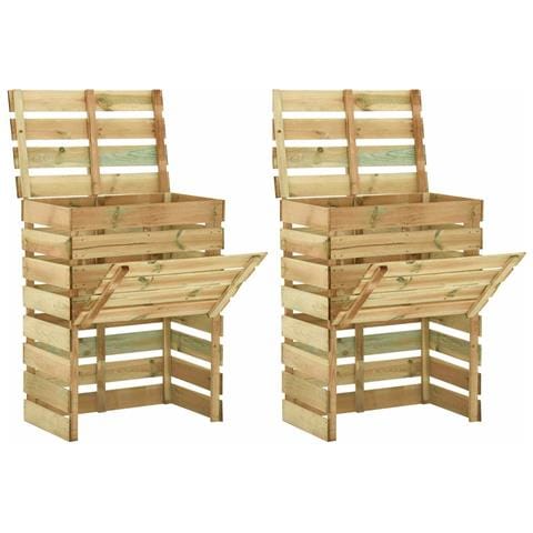 Compostiera da giardino a listelli 2 pcs Verde - Foto 1