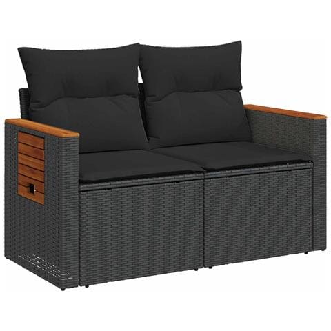 Set di divani 6 pz Nero Rattan sintetico e Acciaio - Foto 10