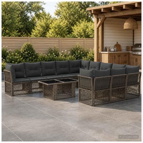 Set Divano da Giardino 12 pz Grigio polyrattan - Foto 2