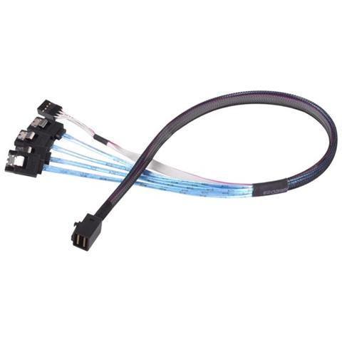 SST-CPS05 SilverStone SST-CPS05 - Internal Mini SAS HD SFF8643 to 4 SATA 7pin Thick Shielded Cable (with Sideband) , Mini SAS HD Host / Controller to 4 SATA Target / Backplane, 0.5M - Foto 2