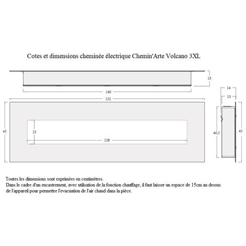 Chemin Arte 189 Caminetto Elettrico Per Parete Con Cornice Nera Potenza 2000w, Nero - Foto 13
