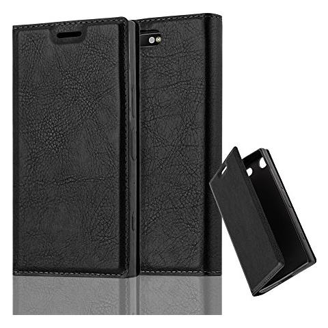 Custodia Compatibile Con Sony Xperia Xz1 Compact In Nero Di Notte - Coperchio Protettiva Con Chiusura Magnetica, Funzione Stand E Tasca Per Le Carte - Foto 1