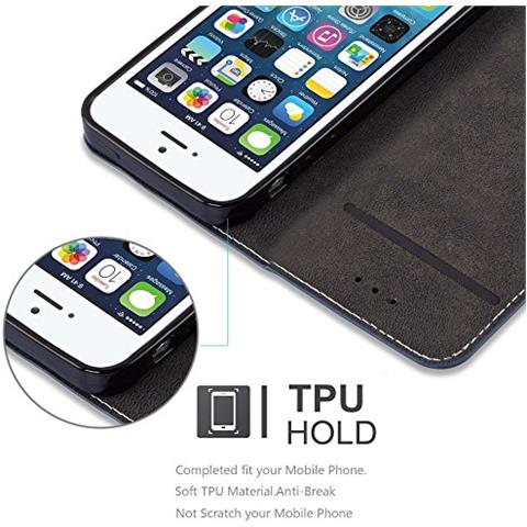 Cadorabo Custodia Compatibile Con Apple Iphone 4 / Iphone 4s In Rosso Nero - Coperchio Protettiva Con Chiusura Magnetica, Funzione Stand E Tasca Per Le Carte - Foto 2