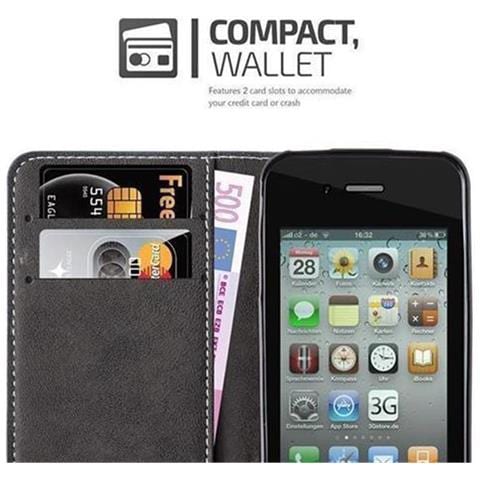 Cadorabo Custodia Compatibile Con Apple Iphone 4 / Iphone 4s In Rosso Nero - Coperchio Protettiva Con Chiusura Magnetica, Funzione Stand E Tasca Per Le Carte - Foto 9