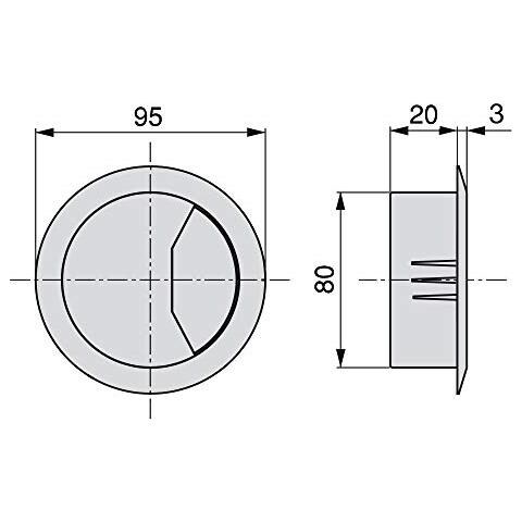 3196421 Confezione Da 4 Passacavi Rotondi Diametro 80 Mm Per Incastrare In Scrivania / tavolo In Plastica Grigia - Foto 2