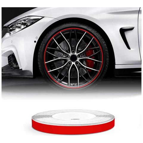 Wheel Trim Strisce Adesive Rifrangenti Per Cerchi Auto, Rosso, 5 Mm X 6 Mt - Foto 1