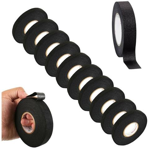 10 Rotoli Nastro Telato Isolante Per Cablaggio Cavi Elettrici Rotolo Nero - Foto 2