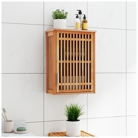 Armadietto Da Bagno A Parete 42x23x60 Cm Legno Massello Di Noce - Foto 6